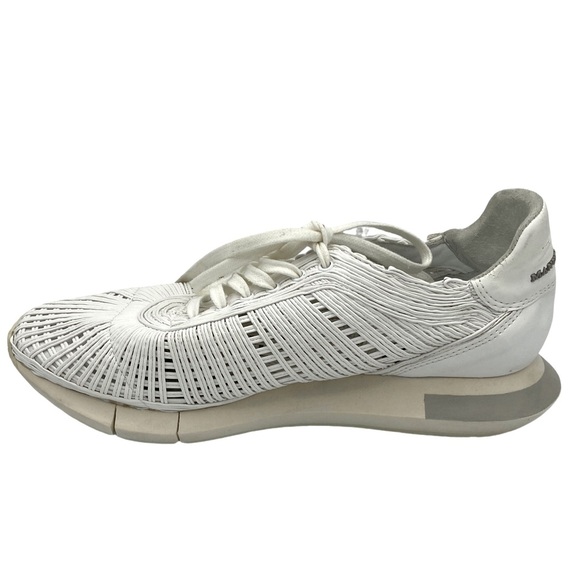 NWOB Manuel Barcelo Laval Napalin White Rafia Leather Sneakers Sz 41 = US 11 - Picture 4 of 9